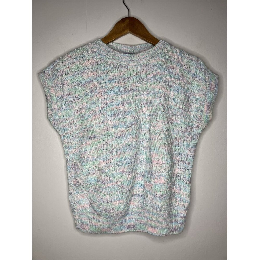 Vintage 80's Arielle Sleeveless Knit Sweater Women's Small Pastel